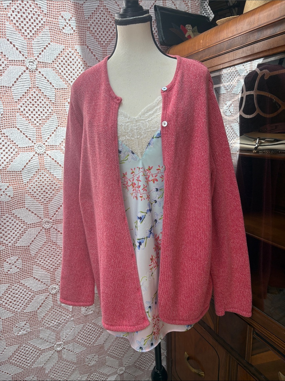 Vintage L.L. Bean |  Pink Knit Cardigan Sweater